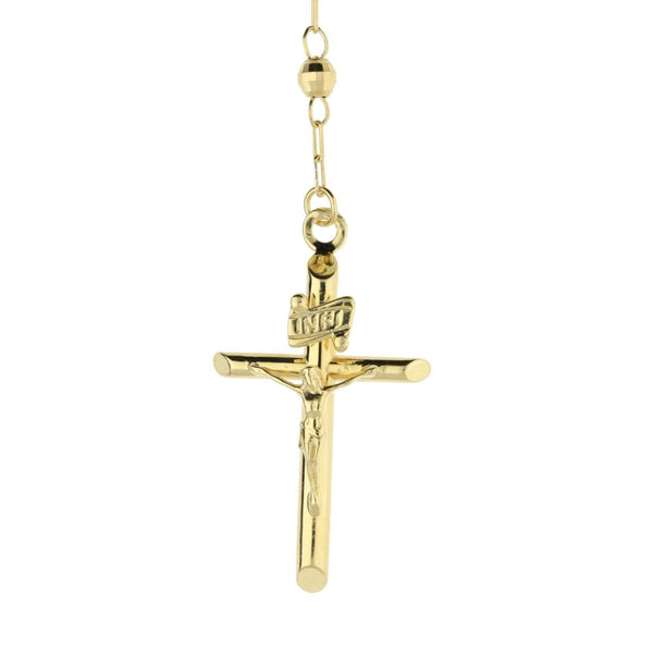 9ct Yellow Gold 28" Rosary Beads Chain With Crucifix