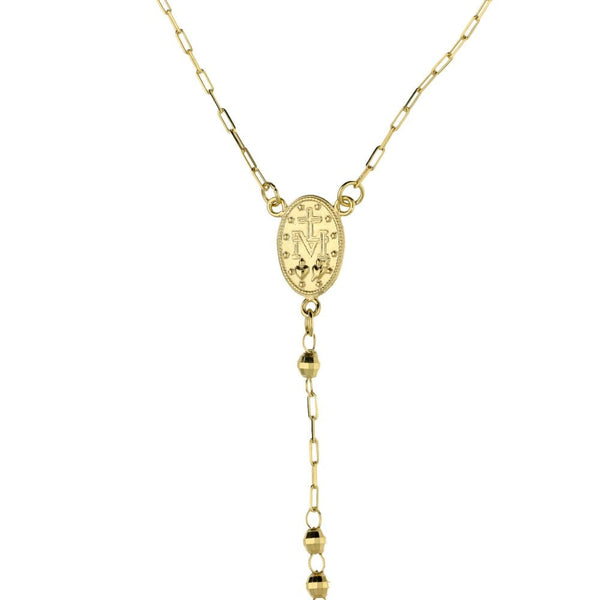 9ct Yellow Gold 28" Rosary Beads Chain With Crucifix