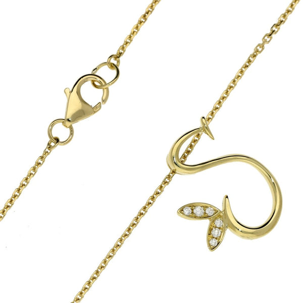 Ladies 18ct Yellow Gold Diamond Set Initial S Pendant & Chain