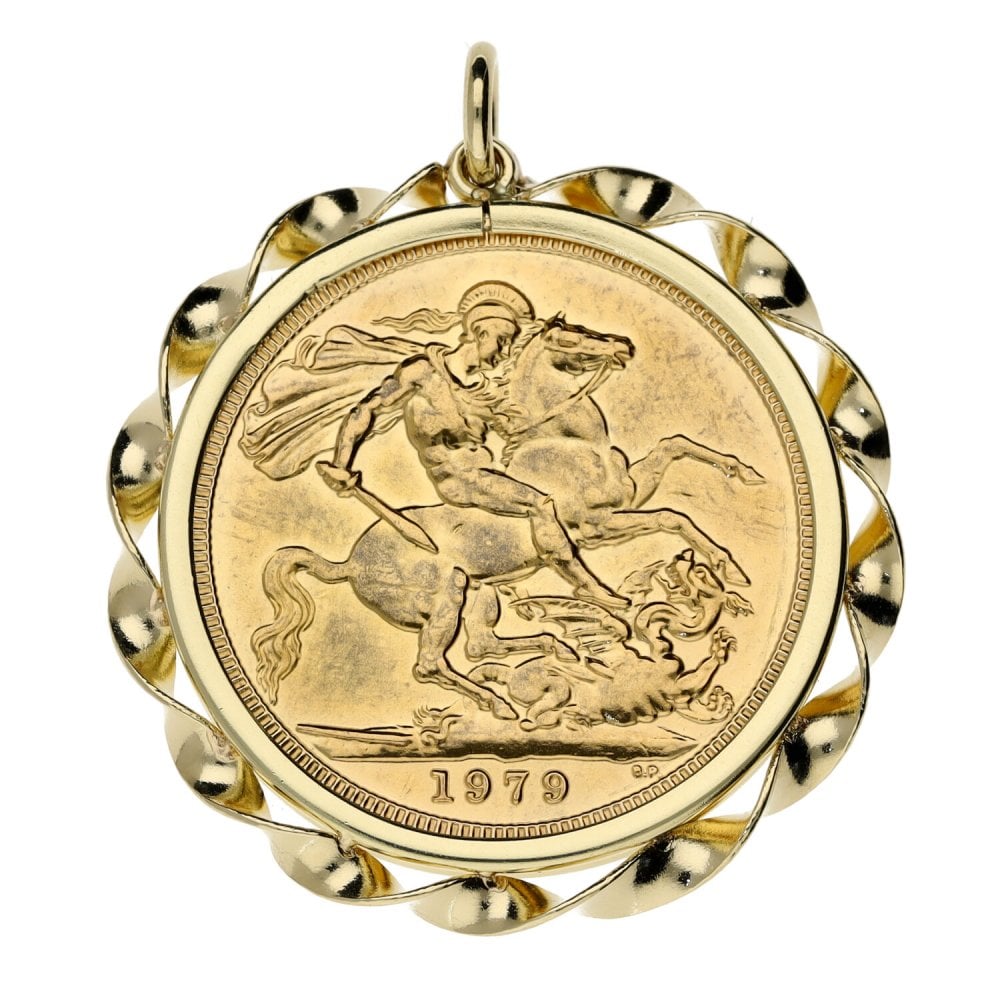 9ct Yellow Gold 1979 Full Sovereign Coin Pendant - 9.5g