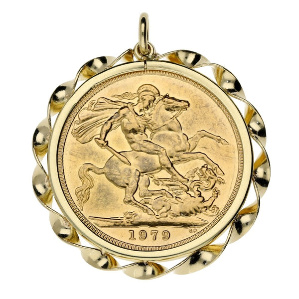 9ct Yellow Gold 1979 Full Sovereign Coin Pendant - 9.5g
