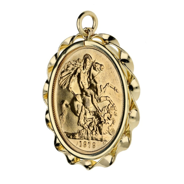 9ct Yellow Gold 1979 Full Sovereign Coin Pendant - 9.5g