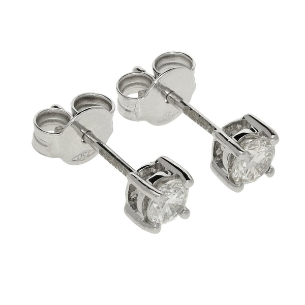 Ladies 18ct White Gold Round Diamond Stud Earrings - 0.50ct