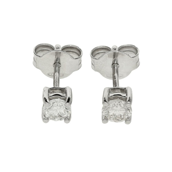 Ladies 18ct White Gold Round Diamond Stud Earrings - 0.50ct