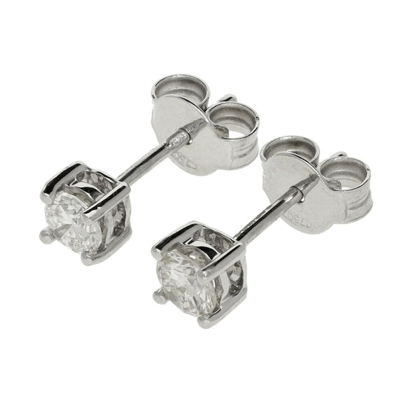 Ladies 18ct White Gold Round Diamond Stud Earrings - 0.50ct