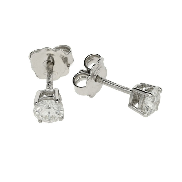 Ladies 18ct White Gold Round Diamond Stud Earrings - 0.78ct