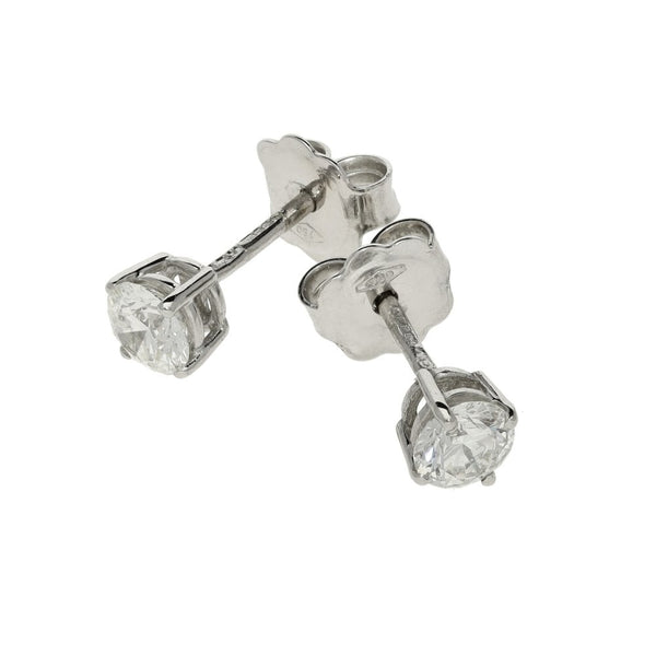 Ladies 18ct White Gold Round Diamond Stud Earrings - 0.78ct