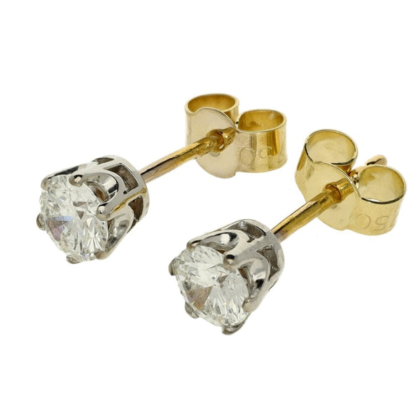 Ladies 18ct Yellow Gold Diamond Stud Earrings - 0.74ct