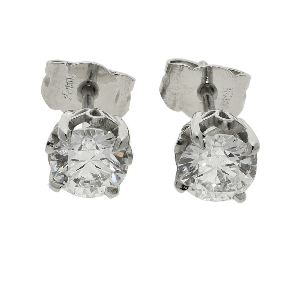 1.40ct Platinum Certified Diamond Stud Earrings - D/VS2/SI1