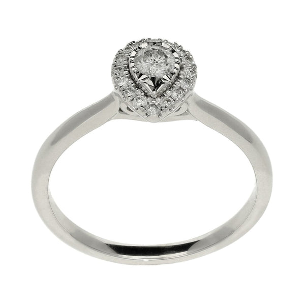 Ladies 9ct White Gold Pear Shape Diamond Cluster Ring