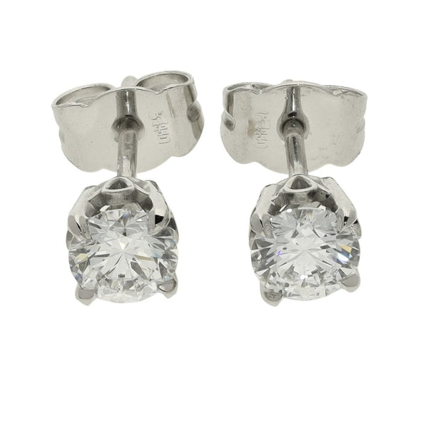 0.86ct Platinum Certified Diamond Stud Earrings - D/VS1/2