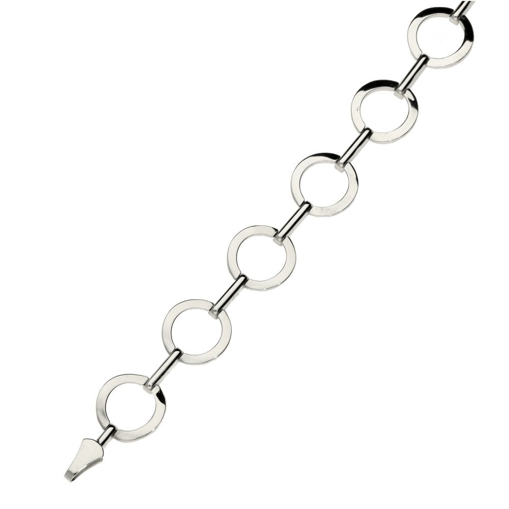 Ladies 9ct White Gold Open Circle & Bar Link Bracelet