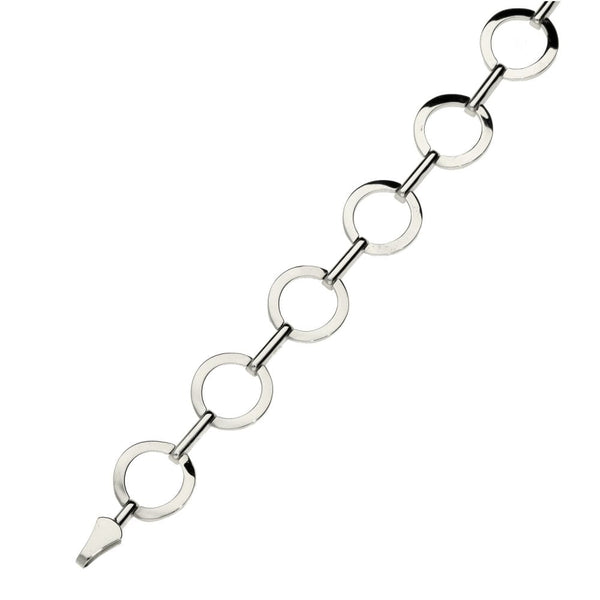 Ladies 9ct White Gold Open Circle & Bar Link Bracelet