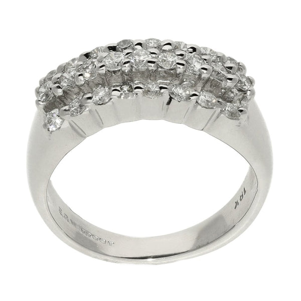 Ladies 18ct White Gold Three Row Diamond  Ring - 0.50ct