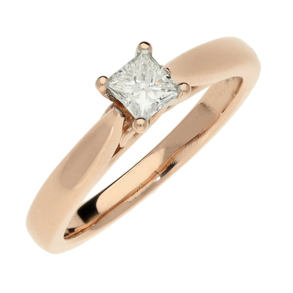 Clogau - 9ct Rose Gold 0.30ct Princess Cut Diamond Ring - D/VS1