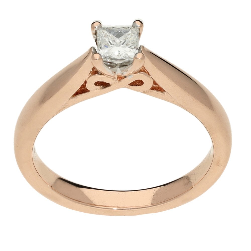 Clogau - 9ct Rose Gold 0.30ct Princess Cut Diamond Ring - D/VS1