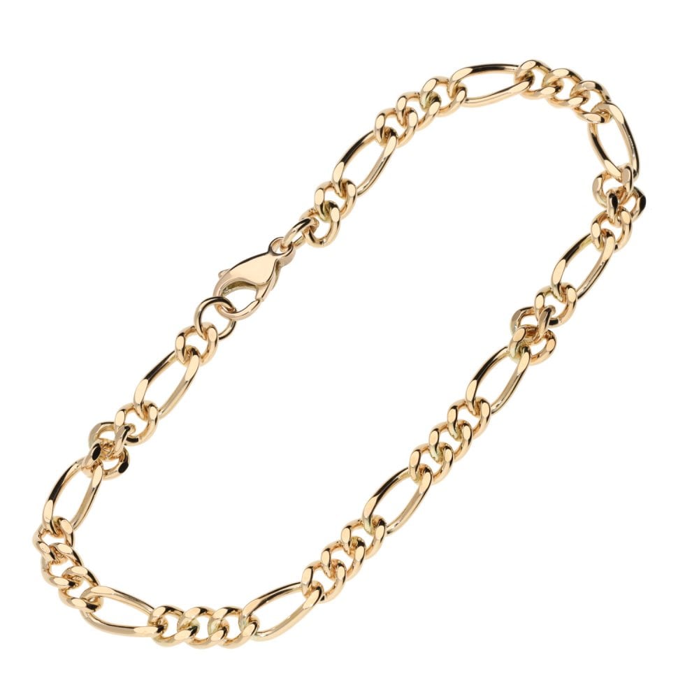 Ladies 9ct Rose Gold 7" Figaro Bracelet - 8.2g