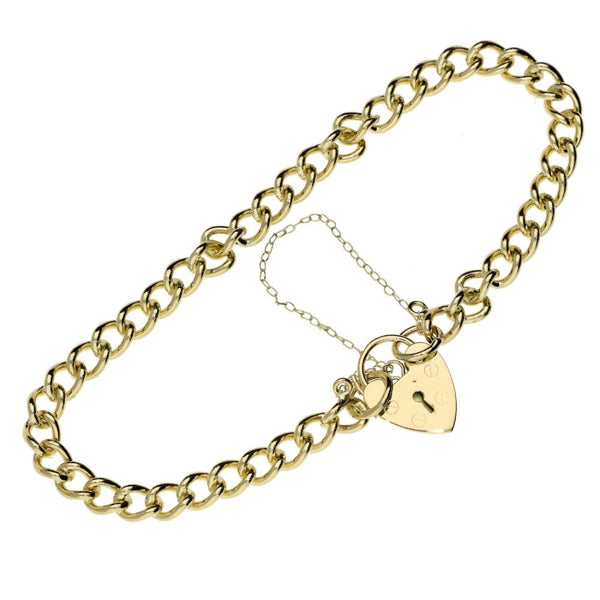 Ladies 9ct Yellow Gold Curb Bracelet - 9.7g