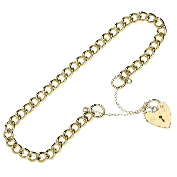 Ladies 9ct Yellow Gold Curb Bracelet - 9.7g
