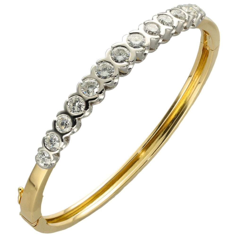 Ladies 18ct Yellow Gold Diamond Set Bangle  - 3.50ct