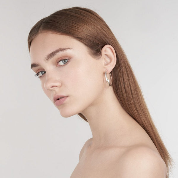 Hook Hoop Earrings - Silver