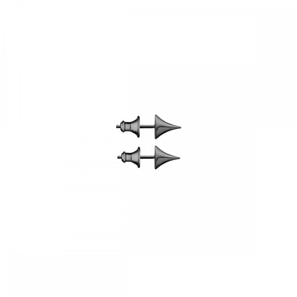 Rose Thorn Stud Earrings - Silver Black Rhodium