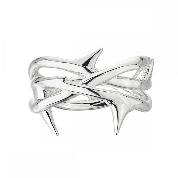 Rose Thorn Triple Band Ring - Silver