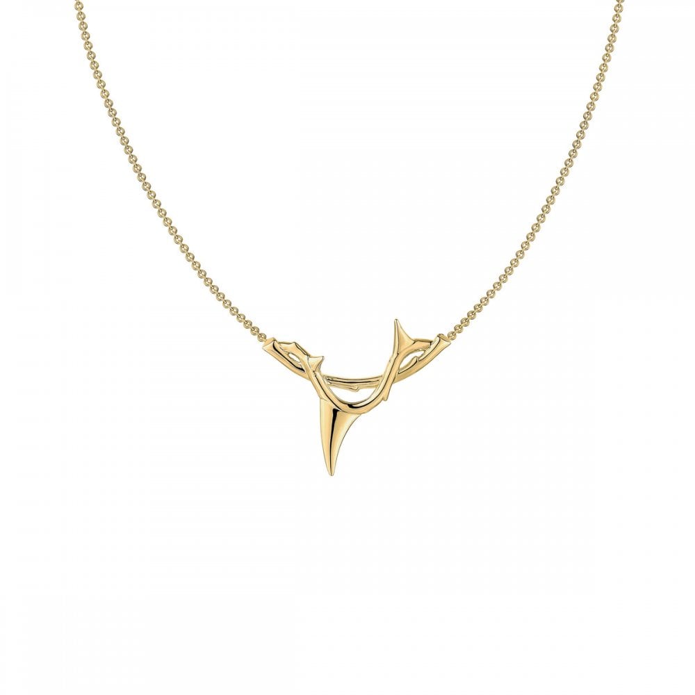 Rose Thorn Branch Pendant - Yellow Gold Vermeil