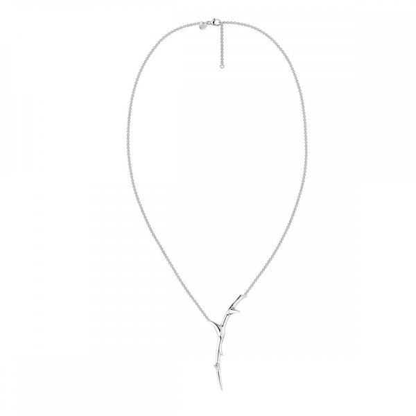 Rose Thorn Single Drop Pendant - Silver