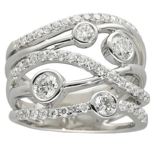 Ladies 18ct White Gold Lunar Diamond Pave Band Ring 1.53ct