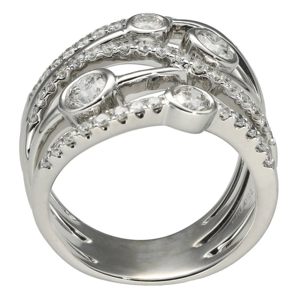 Ladies 18ct White Gold Lunar Diamond Pave Band Ring 1.53ct