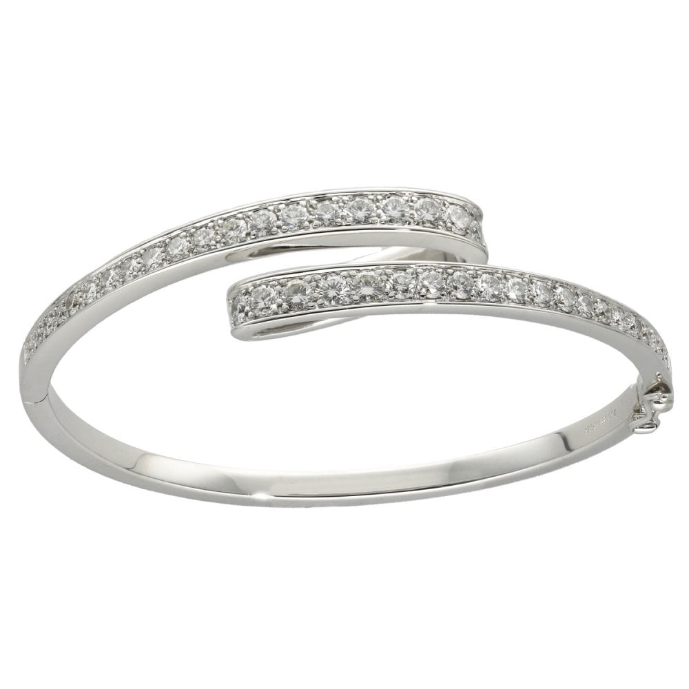 Ladies 18ct White Gold Diamond Set Bangle - 2.86ct
