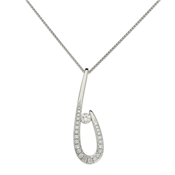 Ladies 18ct White Gold You're The One Diamond Pendant Set