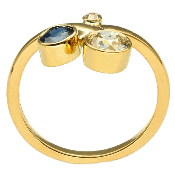 Ladies 18ct Yellow Gold Diamond & Sapphire Twist Ring - 0.56ct