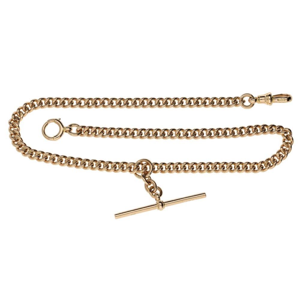Ladies 9ct Rose Gold 7" Double Albert Bracelet - 29.0g