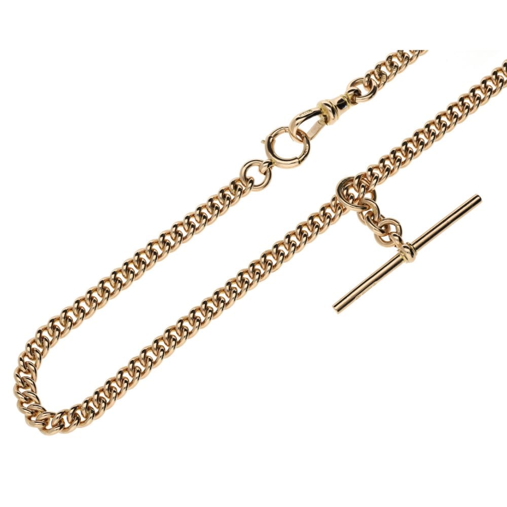 Ladies 9ct Rose Gold 7" Double Albert Bracelet - 29.0g