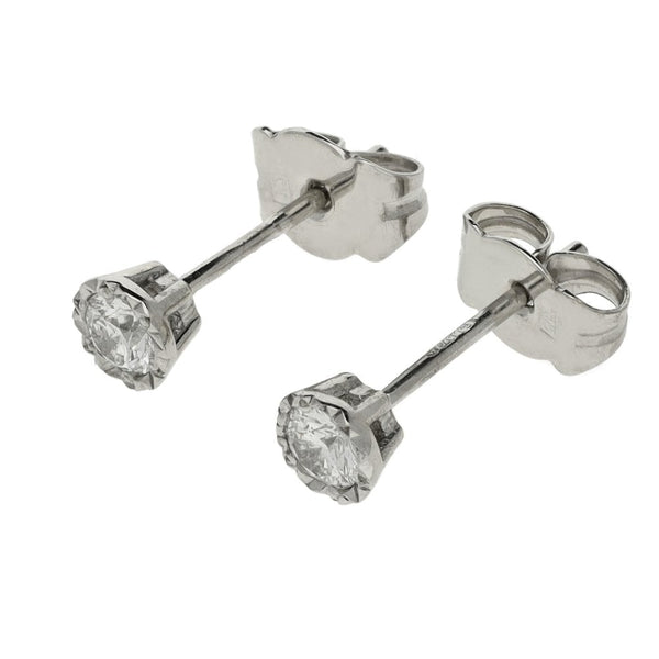 Ladies 9ct White Gold 0.26ct Diamond Stud Earrings - H/I-SI1/2