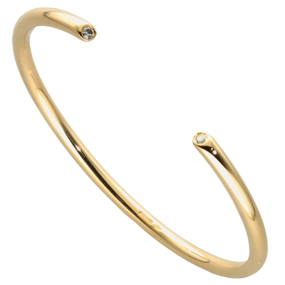 Ladies 18ct Yellow Gold Diamond Set Torque Bangle