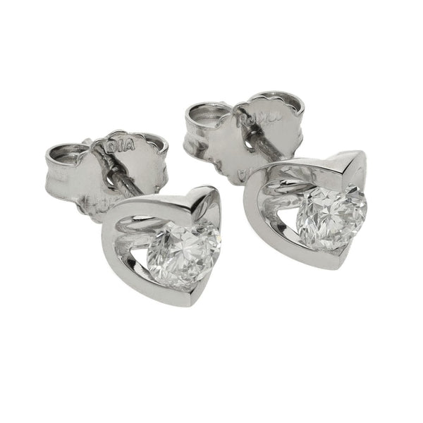 Ladies 18ct White Gold Diamond Stud Earrings - 0.46ct