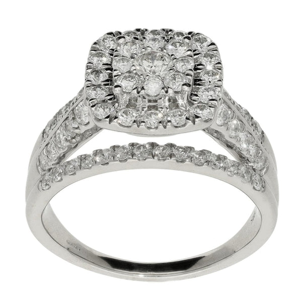 Ladies 9ct White Gold Diamond Set Cluster Ring - 2.11ct