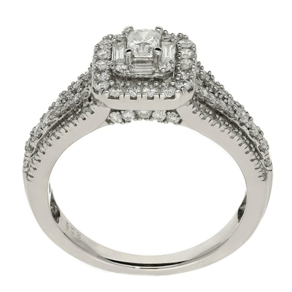 Ladies 18ct White Gold Diamond Set Cluster Ring - 1.00ct
