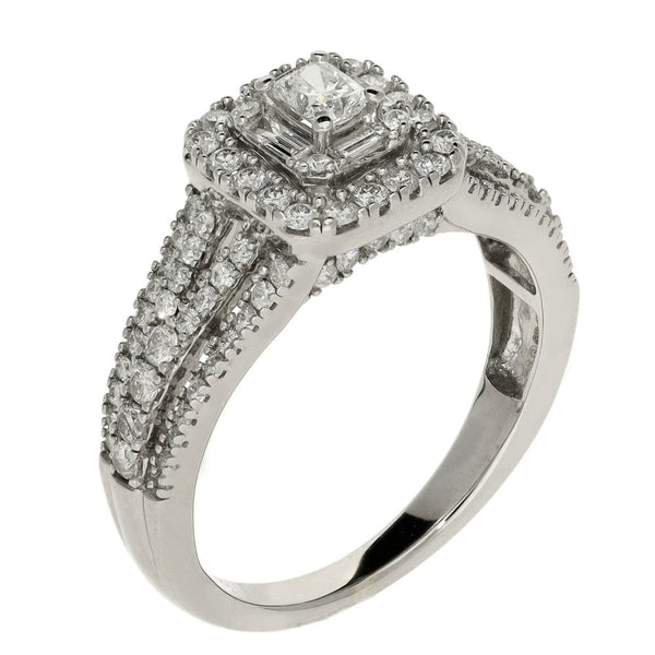 Ladies 18ct White Gold Diamond Set Cluster Ring - 1.00ct