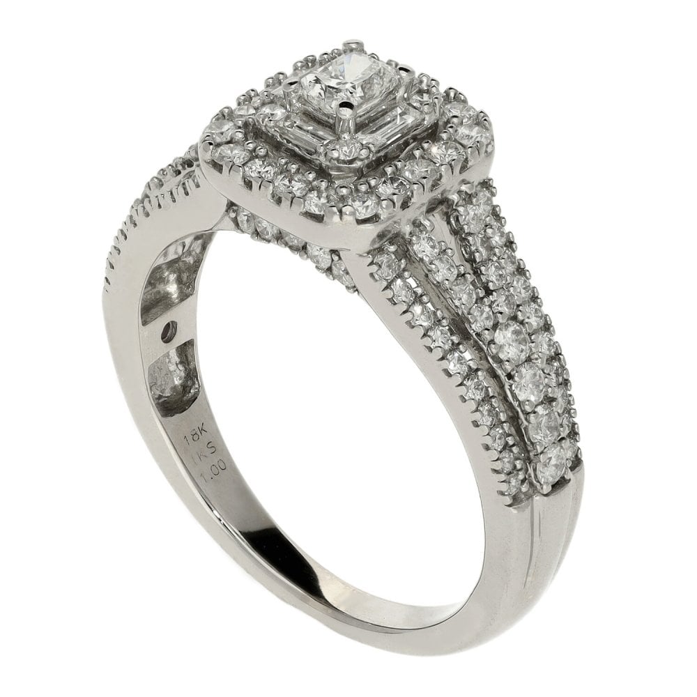 Ladies 18ct White Gold Diamond Set Cluster Ring - 1.00ct