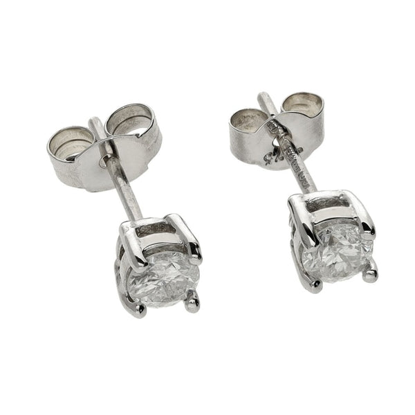 Ladies 9ct White Gold Diamond Set Stud Earrings - 0.36ct