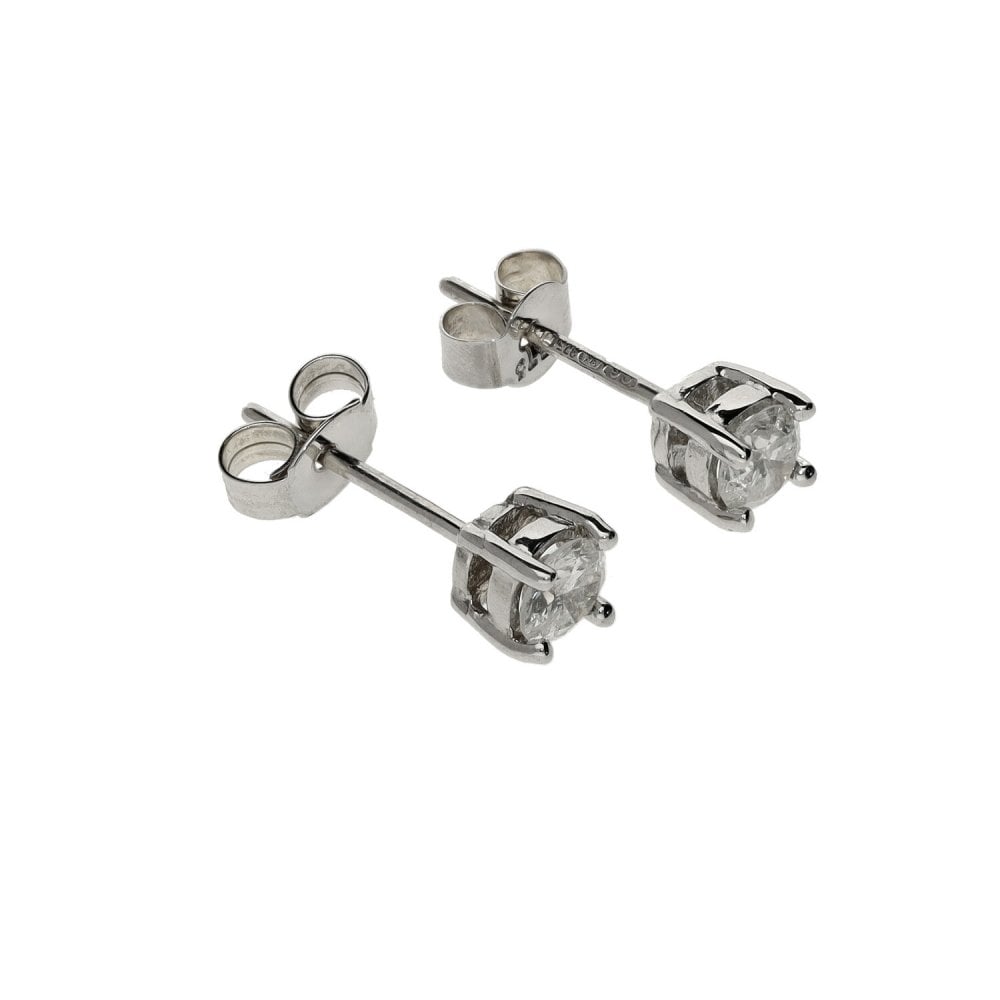 Ladies 9ct White Gold Diamond Set Stud Earrings - 0.36ct