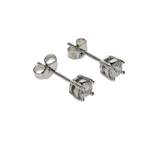 Ladies 9ct White Gold Diamond Set Stud Earrings - 0.36ct
