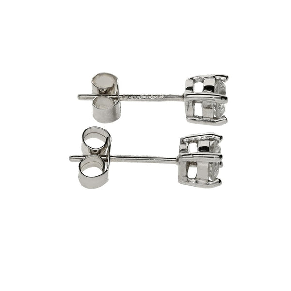 Ladies 9ct White Gold Diamond Set Stud Earrings - 0.36ct