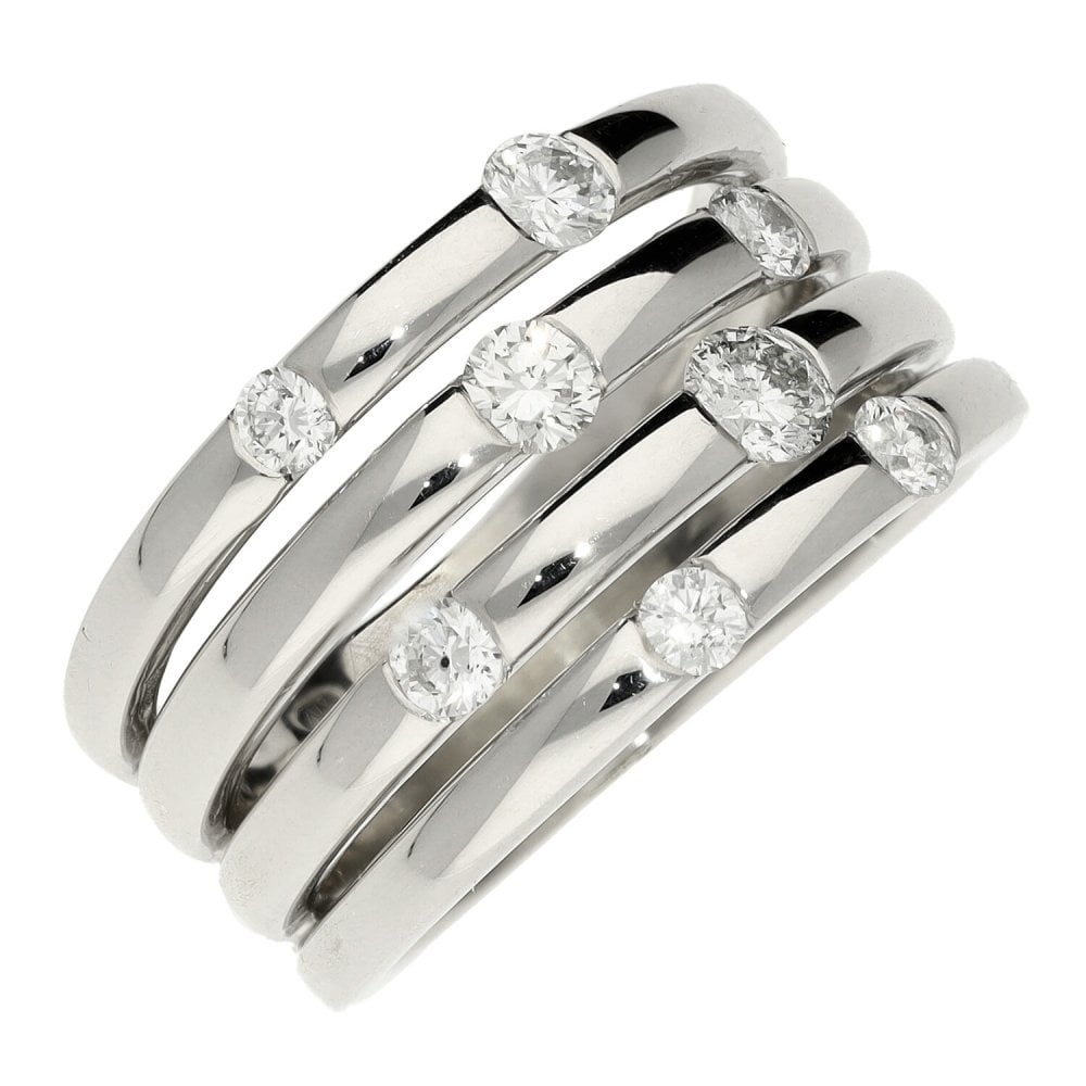 Ladies 9ct White Gold 0.75ct Diamond Scatter Five Strand Ring