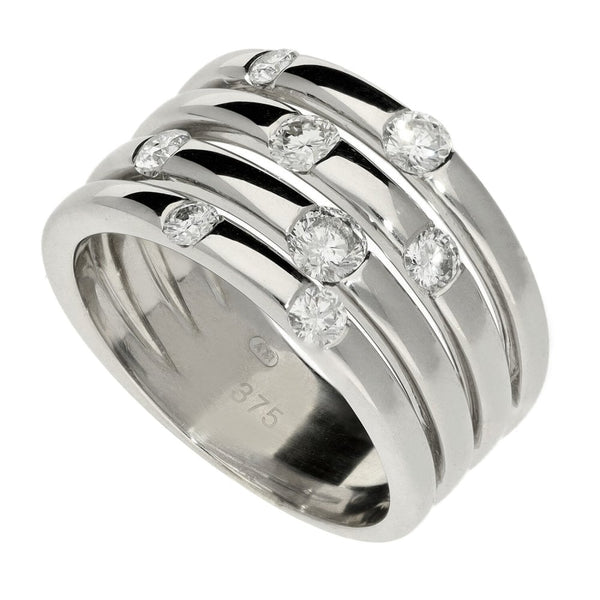 Ladies 9ct White Gold 0.75ct Diamond Scatter Five Strand Ring