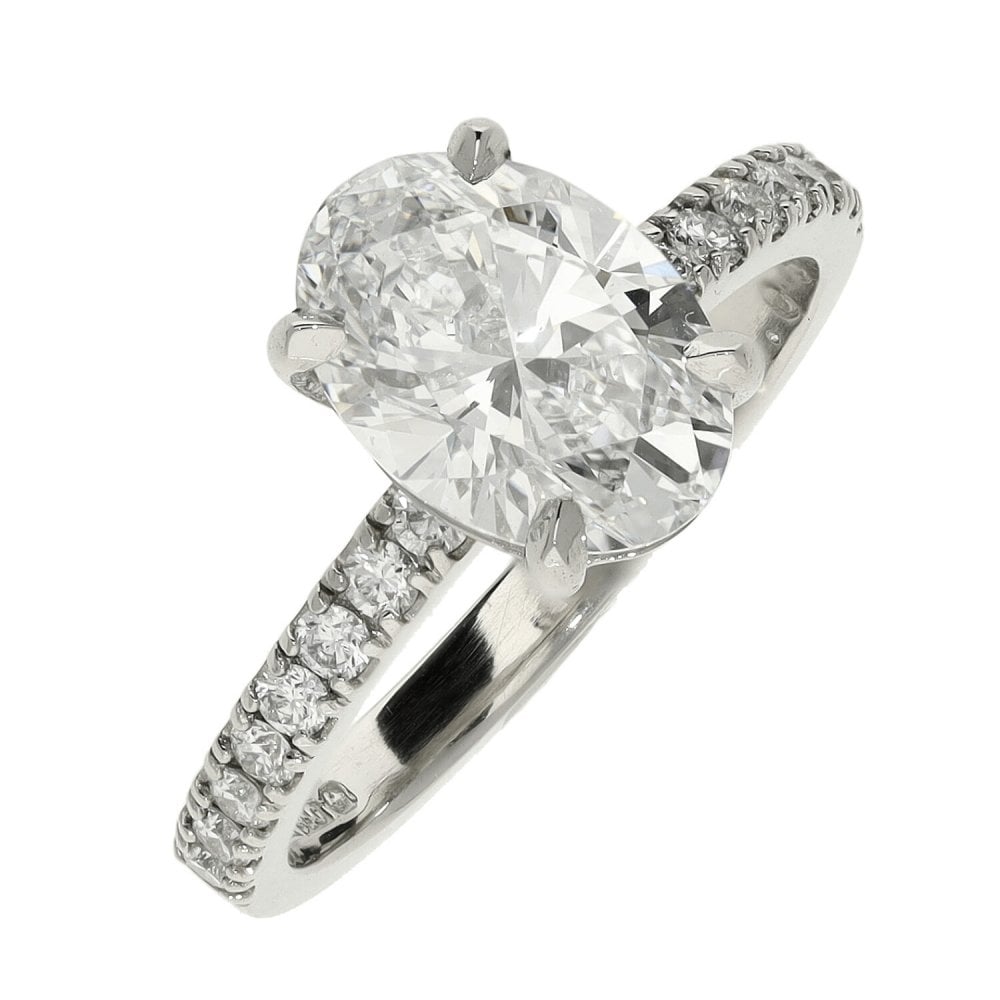 2.05ct Platinum Certified Oval Diamond Engagement Ring - D/VS2